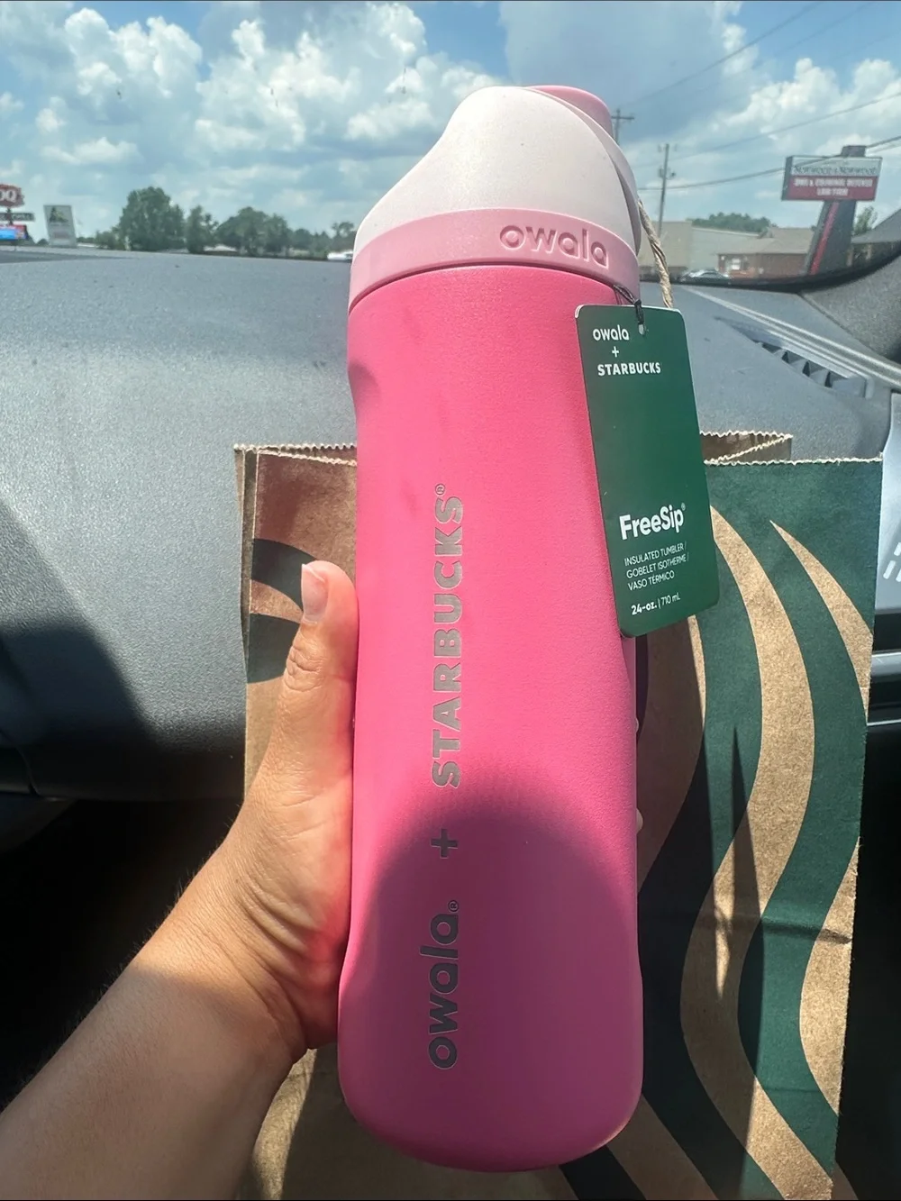 Owala x Starbucks Pink FreeSip Water Bottle